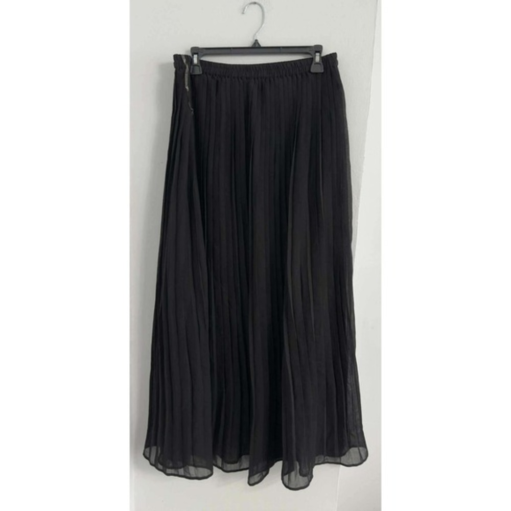 DKNY Black Pleated Midi Skirt‎ Womens M